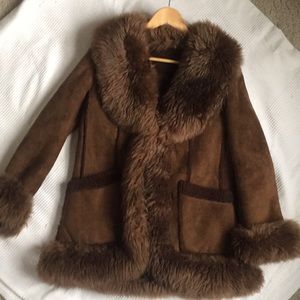 Custom made vintage hippie style shearling coat